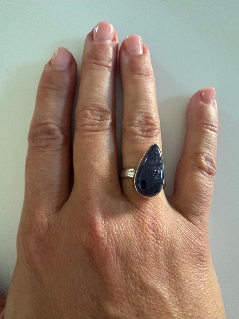 Sterling Silver Teardrop Blue Stone Ring - Women's Jewelry